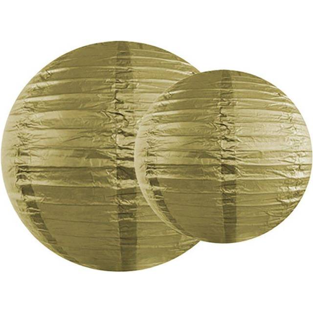Billede af PartyDeco Rund Papirs Lanterne Guld
